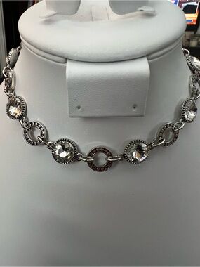 Paparazzi Crystal Link Silver-Tone Choker Necklace